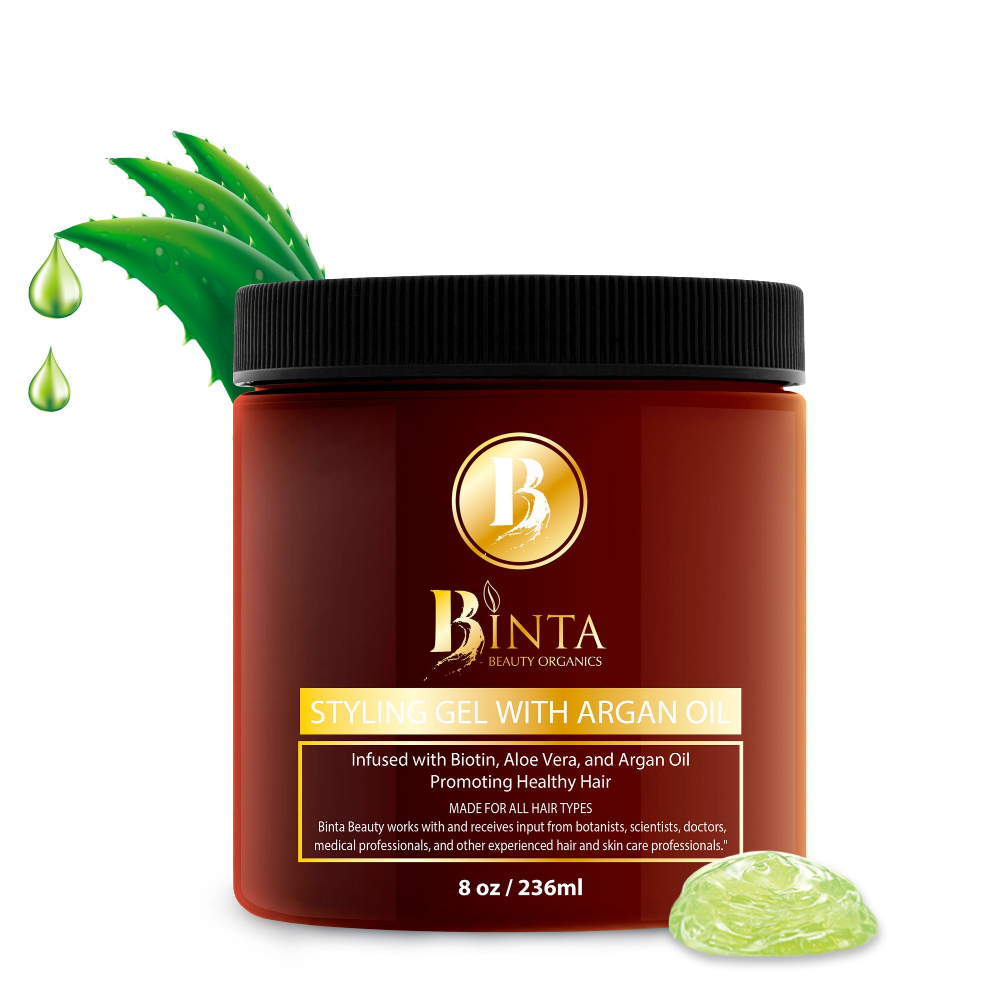 Styling Gel With Argan Oil Firm Hold No Residue Or Hard Gel - Binta Beauty  Organics