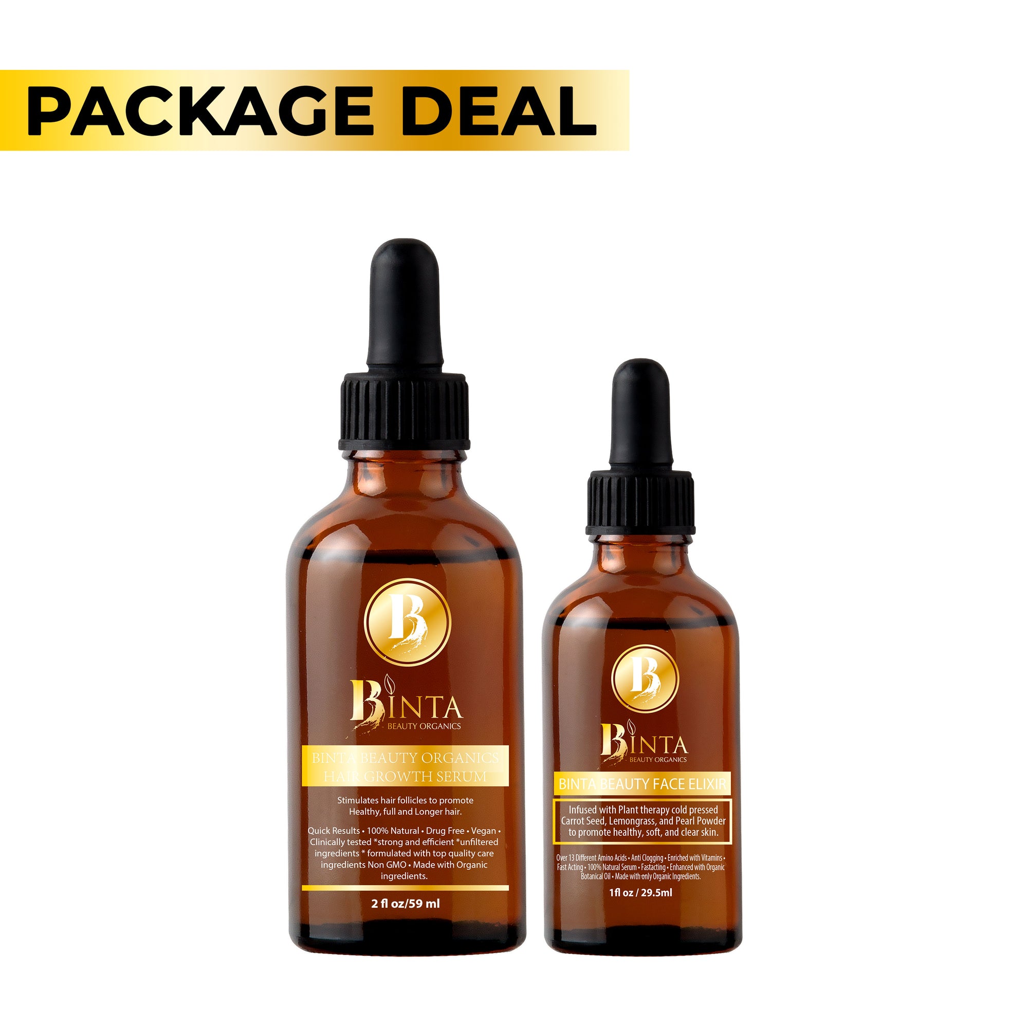 Package Deal: Hair Growth Serum 2oz Bottle , Face Elixir